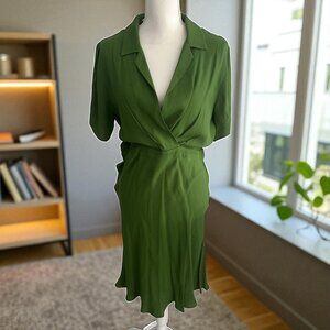 REFORMATION Green Zip Short Sleeve Dress Size Large
